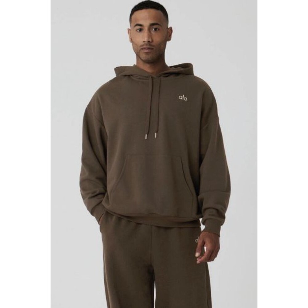 Alo Yoga Accolade Hoodie Espresso Brown Pullover Sweatshirt - Picture 3 of 5
